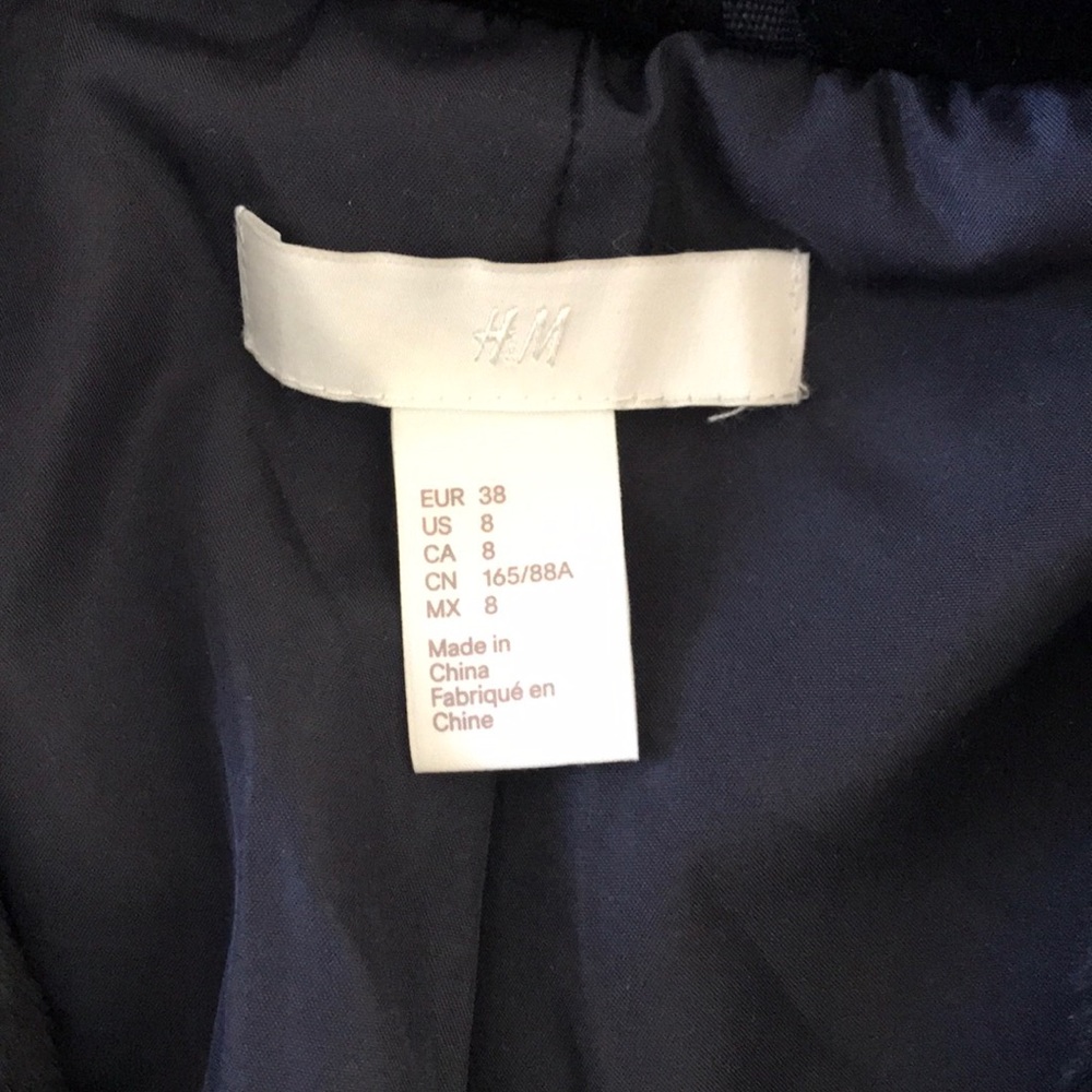 H&M navy blue faux fur jacket coat - Picture 5 of 8